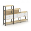 Shelf System Трехсекционный стеллаж четырех/трех/двухярусный с ящиками SN.STM-431 Тиквуд Светлый/Мет