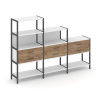 Shelf System Трехсекционный стеллаж четырех/трех/двухярусный с ящиками SN.STM-431 Белый/Дуб Табак/Ме