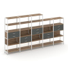 Shelf System Пятисекционный стеллаж пятиярусный с ящиками SN.STM-551 Дуб Табак/Антрацит/Металл Белый