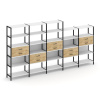 Shelf System Пятисекционный стеллаж пятиярусный с ящиками SN.STM-551 Белый/Тиквуд Светлый/Металл Чер