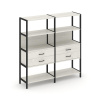 Shelf System Двухсекционный стеллаж четырехярусный с ящиками SN.STM-422 Дуб Наварра/Металл Черный 15