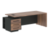 Стол руководителя с тумбой VRCT 2290(L) Американский орех/Черный матовый/Яшма черный 2200х900х750 VE
