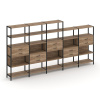 Shelf System Пятисекционный стеллаж пятиярусный с ящиками SN.STM-551 Дуб Табак/Металл Черный 3930*40