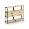 Shelf System Двухсекционный стеллаж трехярусный с ящиками SN.STM-322 Акация Лорка/Металл Черный 1590