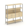 Shelf System Двухсекционный стеллаж четырехярусный с ящиками SN.STM-422 Акация Лорка/Металл Серый 15