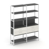 Shelf System Двухсекционный стеллаж пятиярусный с ящиками SN.STM-522 Антрацит/Дуб Наварра/Металл Бел