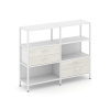 Shelf System Двухсекционный стеллаж трехярусный с ящиками SN.STM-323 Белый/Дуб Наварра/Металл Белый