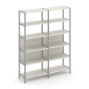 Shelf System Двухсекционный стеллаж пятиярусный SN.STM-521 Дуб Наварра/Металл Серый 1590*400*1980