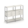 Shelf System Двухсекционный стеллаж трехярусный с ящиками SN.STM-322 Дуб Наварра/Металл Серый 1590*4
