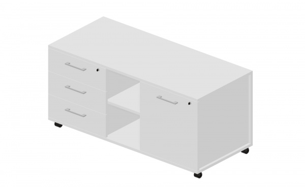 Тумба мобильная сервисная левая 3 секции ручки алюминий OMU1253BG