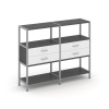 Shelf System Двухсекционный стеллаж трехярусный с ящиками SN.STM-322 Антрацит/Белый/Металл Серый 159