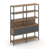 Shelf System Двухсекционный стеллаж пятиярусный с ящиками SN.STM-522 Дуб Табак/Антрацит/Металл Антра