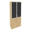 Onix Шкаф высокий широкий O.ST-1.2 R black Тиквуд Светлый/Стекло Black 800*420*1977