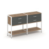Shelf System Двухсекционный стеллаж двухярусный с ящиками SN.STM-222 Дуб Табак/Антрацит/Металл Белый