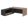 Стол руководителя с тумбой VRCT 2119(L) Американский орех/Черный матовый/Яшма черный 2100х1900х750 V