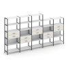 Shelf System Пятисекционный стеллаж пятиярусный с ящиками SN.STM-551 Белый/Дуб Наварра/Металл Антрац