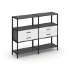 Shelf System Двухсекционный стеллаж трехярусный с ящиками SN.STM-322 Антрацит/Белый/Металл Черный 15