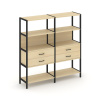 Shelf System Двухсекционный стеллаж четырехярусный с ящиками SN.STM-422 Акация Лорка/Металл Черный 1