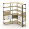 Shelf System Трехсекционный угловой стеллаж пятиярусный с ящиками SN.STMU-531 Тиквуд Светлый/Металл