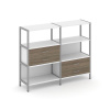 Shelf System Двухсекционный стеллаж трехярусный с ящиками SN.STM-323 Белый/Вяз Благородный/Металл Се