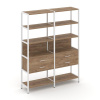 Shelf System Двухсекционный стеллаж пятиярусный с ящиками SN.STM-522 Дуб Табак/Металл Белый 1590*400