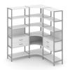 Shelf System Трехсекционный угловой стеллаж пятиярусный с ящиками SN.STMU-531 Белый/Металл Серый 159