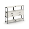 Shelf System Двухсекционный стеллаж трехярусный с ящиками SN.STM-322 Дуб Наварра/Металл Черный 1590*