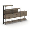 Shelf System Трехсекционный стеллаж четырех/трех/двухярусный с ящиками SN.STM-431 Вяз Благородный/Ме