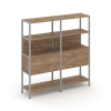 Shelf System Двухсекционный стеллаж четырехярусный с ящиками SN.STM-422 Дуб Табак/Металл Серый 1590*