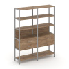 Shelf System Двухсекционный стеллаж пятиярусный с ящиками SN.STM-522 Дуб Табак/Металл Серый 1590*400