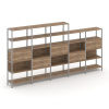 Shelf System Пятисекционный стеллаж пятиярусный с ящиками SN.STM-551 Дуб Табак/Металл Серый 3930*400