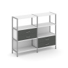 Shelf System Двухсекционный стеллаж трехярусный с ящиками SN.STM-323 Белый/Антрацит/Металл Серый 159
