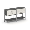 Shelf System Двухсекционный стеллаж двухярусный с ящиками SN.STM-222 Антрацит/Дуб Наварра/Металл Сер