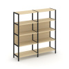 Shelf System Двухсекционный стеллаж четырехярусный SN.STM-421 Акация Лорка/Металл Черный 1590*400*16