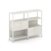 Shelf System Двухсекционный стеллаж трехярусный с ящиками SN.STM-323 Дуб Наварра/Металл Белый 1590*4