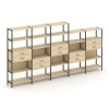 Shelf System Пятисекционный стеллаж пятиярусный с ящиками SN.STM-551 Акация Лорка/Металл Антрацит 39