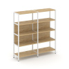 Shelf System Двухсекционный стеллаж четырехярусный SN.STM-421 Тиквуд Светлый/Металл Белый 1590*400*1