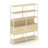 Shelf System Двухсекционный стеллаж пятиярусный с ящиками SN.STM-522 Акация Лорка/Металл Белый 1590*