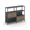 Shelf System Двухсекционный стеллаж трехярусный с ящиками SN.STM-323 Антрацит/Вяз Благородный/Металл