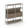 Shelf System Двухсекционный стеллаж четырехярусный с ящиками SN.STM-422 Вяз Благородный/Металл Серый