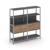 Shelf System Двухсекционный стеллаж четырехярусный с ящиками SN.STM-422 Антрацит/Дуб Табак/Металл Се