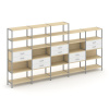 Shelf System Пятисекционный стеллаж пятиярусный с ящиками SN.STM-551 Акация Лорка/Белый/Металл Серый