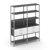 Shelf System Двухсекционный стеллаж пятиярусный с ящиками SN.STM-522 Антрацит/Белый/Металл Серый 159