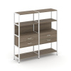 Shelf System Двухсекционный стеллаж четырехярусный с ящиками SN.STM-422 Вяз Благородный/Металл Белый