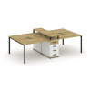 Concept Рабочая станция 4 места с 1 опорной тумбой CN.DRS-434 B Сандал Янтарный/Белый Бриллиант/Мета