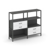 Shelf System Двухсекционный стеллаж трехярусный с ящиками SN.STM-323 Антрацит/Белый/Металл Антрацит