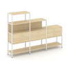Shelf System Трехсекционный стеллаж четырех/трех/двухярусный с ящиками SN.STM-431 Акация Лорка/Метал