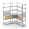 Shelf System Трехсекционный угловой стеллаж пятиярусный с ящиками SN.STMU-531 Белый/Тиквуд Светлый/М