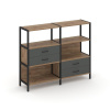 Shelf System Двухсекционный стеллаж трехярусный с ящиками SN.STM-323 Дуб Табак/Антрацит/Металл Черны