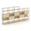 Shelf System Пятисекционный стеллаж пятиярусный с ящиками SN.STM-551 Акация Лорка/Металл Серый 3930*